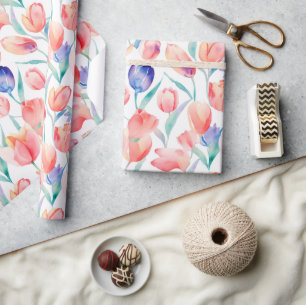 Waterverf Tulps Pattern Wrapping Paper Cadeaupapier