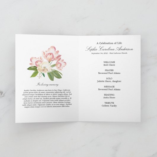 Waterverf Tulps Photo Memorial Programme Programma (Binnen)