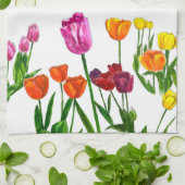 Waterverf Tulpveld Bloem Keukendoek Theedoek (Gevouwen)