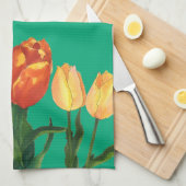 Waterverf Tulpvelden Keukendoeken Theedoek (Quarter Fold)