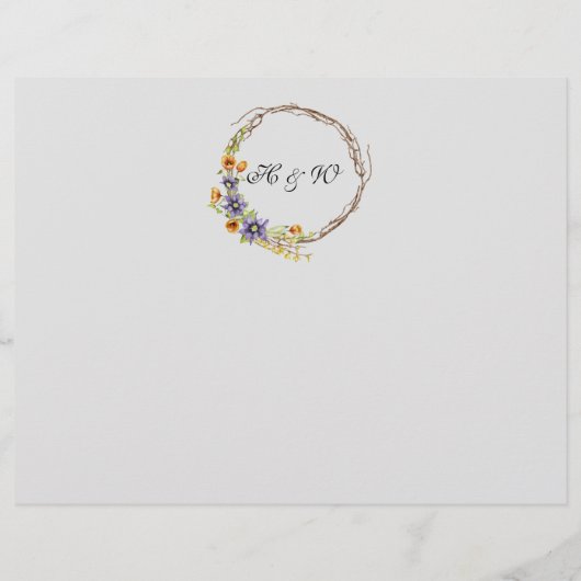 waterverf tulpvoudig trouwprogramma (Achterkant)