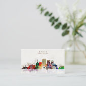 Waterverf Tulsa Skyline Visitekaartje (Staand voorkant)