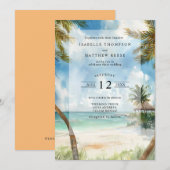Waterverf Tulum Tropical Beach Wedding Kaart (Voorkant / Achterkant)