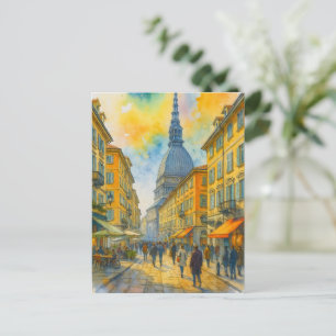 Waterverf Turijn Italië – Mole Antonelliana Stad Briefkaart