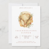 Waterverf Turkey Friendsgiving Dinner Invitation Kaart (Voorkant)