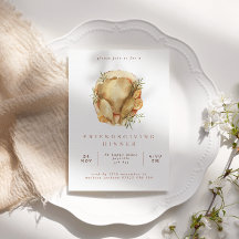 Waterverf Turkey Friendsgiving Dinner Invitation
