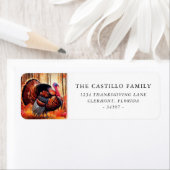 Waterverf Turkije herfst bos Thanksgiving Etiket (Insitu)