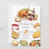 Waterverf Turkije & Kanten Thanksgiving Uitnodigin Kaart (Voorkant)
