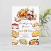 Waterverf Turkije & Kanten Thanksgiving Uitnodigin Kaart (Staand voorkant)