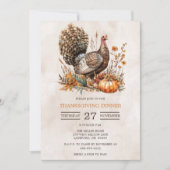 Waterverf Turkije Thanksgiving Dinner Kaart (Voorkant)