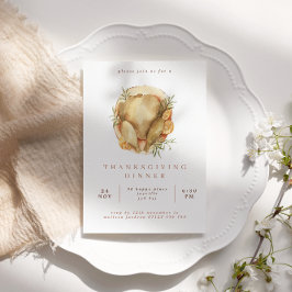 Waterverf Turkije Thanksgiving Dinner Kaart