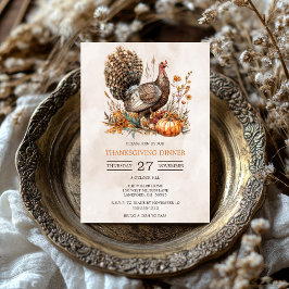 Waterverf Turkije Thanksgiving Dinner Kaart