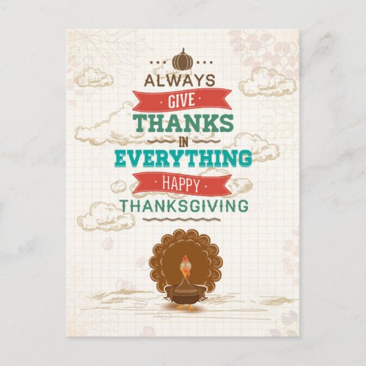 Waterverf  Turkije Thanksgiving Groeten Briefkaart (Voorkant)