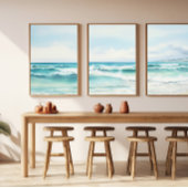 Waterverf Turquoise Beach Print 2 van 3 Poster
