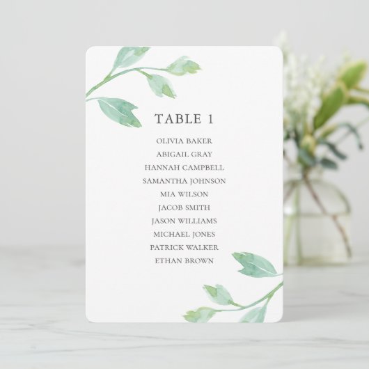 Waterverf turquoise bladeren. Wedijzerskaart Kaart (Staand voorkant)