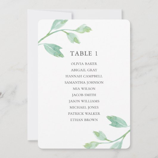 Waterverf turquoise bladeren. Wedijzerskaart Kaart (Voorkant)