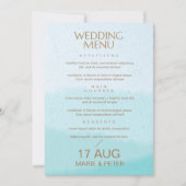 Waterverf | Turquoise Blauw Glitter Menu Bruiloft Kaart (Voorkant)