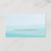 Waterverf | Turquoise Blauw Modern Minimalistisch Visitekaartje (Voorkant)