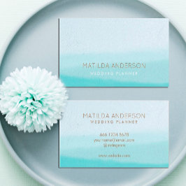 Waterverf | Turquoise Blauw Modern Minimalistisch Visitekaartje