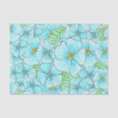 Waterverf Turquoise Blauwe Bloemen en groen Tissuepapier (Voorkant)