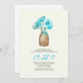 waterverf turquoise bloemen REPETITIE DINER Kaart (Voorkant / Achterkant)