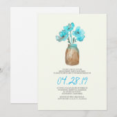 waterverf turquoise bloemen verlovingsfeestje kaart (Voorkant / Achterkant)