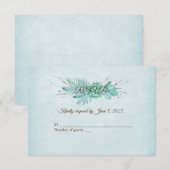 Waterverf turquoise bloemenboeket RSVP (Voorkant / Achterkant)