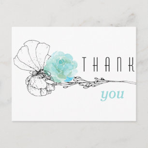 Waterverf Turquoise Bloemrijke Dankbetuiging voor  Briefkaart