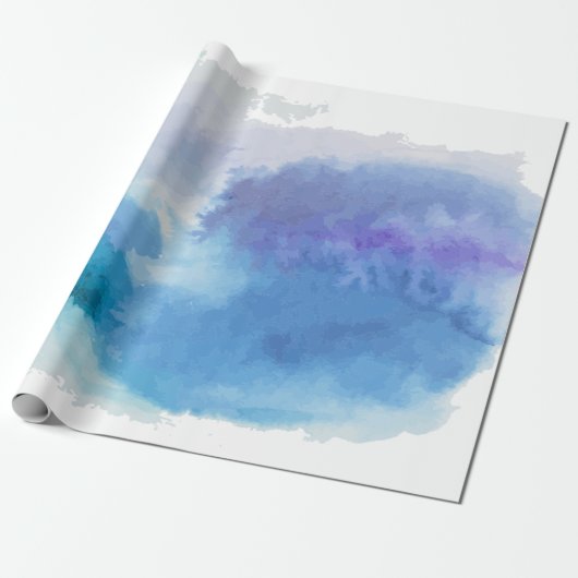 Waterverf turquoise blue violet cadeaupapier (Uitgerold)