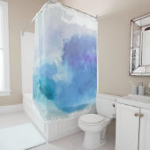 Waterverf turquoise blue violet douchegordijn (In situ)