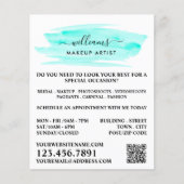 Waterverf Turquoise Brushslag Makeup Artist Flyer (Voorkant)