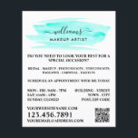 Waterverf Turquoise Brushslag Makeup Artist Flyer<br><div class="desc">De Waterverf van het manuscript turquoise borstelslag maakt kunstenaar Adverteren broers door de opslag van het Visitekaartje.</div>