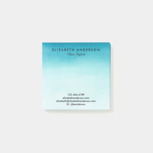 Waterverf turquoise business post-it notes (Voorkant)