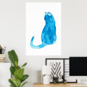 Waterverf Turquoise Cat Poster (Thuiskantoor)