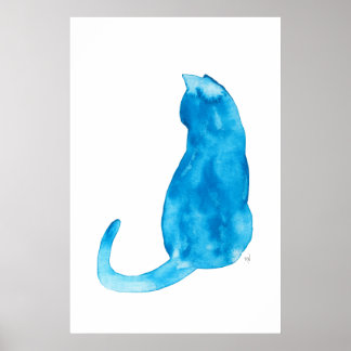 Waterverf Turquoise Cat Poster