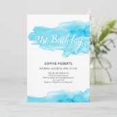 Waterverf Turquoise Color Splash 21st Birthday Kaart (Staand voorkant)