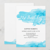 Waterverf Turquoise Color Splash 21st Birthday Kaart (Voorkant / Achterkant)