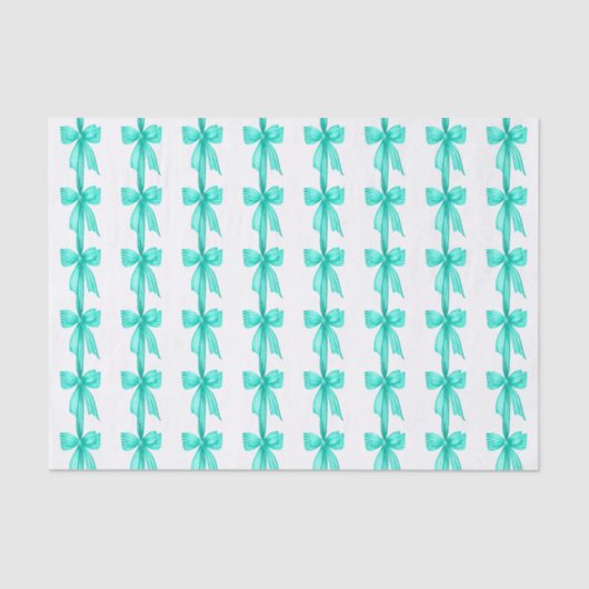 Waterverf Turquoise Coquette Bows Tissuepapier (Voorkant)