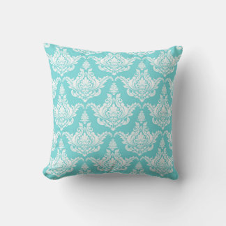  Waterverf Turquoise Damask Kussen