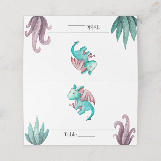 Waterverf Turquoise Dragon Magisch Baby shower Plaatskaartje (Buitenkant ongevouwen)