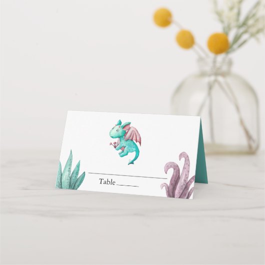 Waterverf Turquoise Dragon Magisch Baby shower Plaatskaartje (Achterkant)
