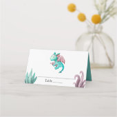 Waterverf Turquoise Dragon Magisch Baby shower Plaatskaartje (Voorkant)
