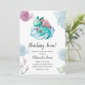 Waterverf Turquoise Dragon op Pastel Blue Cloud Kaart (Staand voorkant)