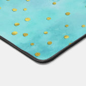 Waterverf Turquoise Faux Gold Polka Dots Bureaumat (Hoek)