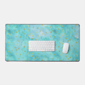 Waterverf Turquoise Faux Gold Polka Dots Bureaumat (Keyboard & Muis)