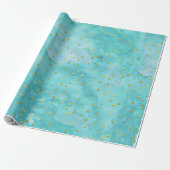 Waterverf Turquoise Faux Gold Polka Dots Gift Cadeaupapier (Uitgerold)