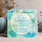 Waterverf Turquoise Gemstone | Goudringhuwelijk Kaart