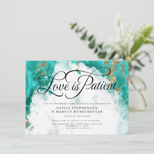 Waterverf Turquoise Geode, uitgestelde weddenschap Kaart (Staand voorkant)