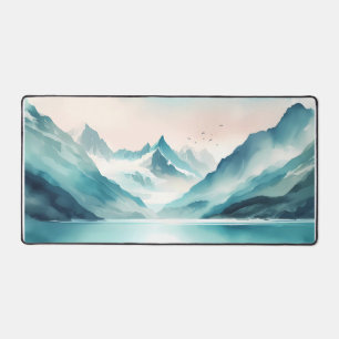 Waterverf turquoise gletsjermeren bureaumat