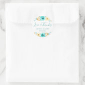 Waterverf Turquoise Gold Floral Weddenschap Hartel Ronde Sticker (Tas)